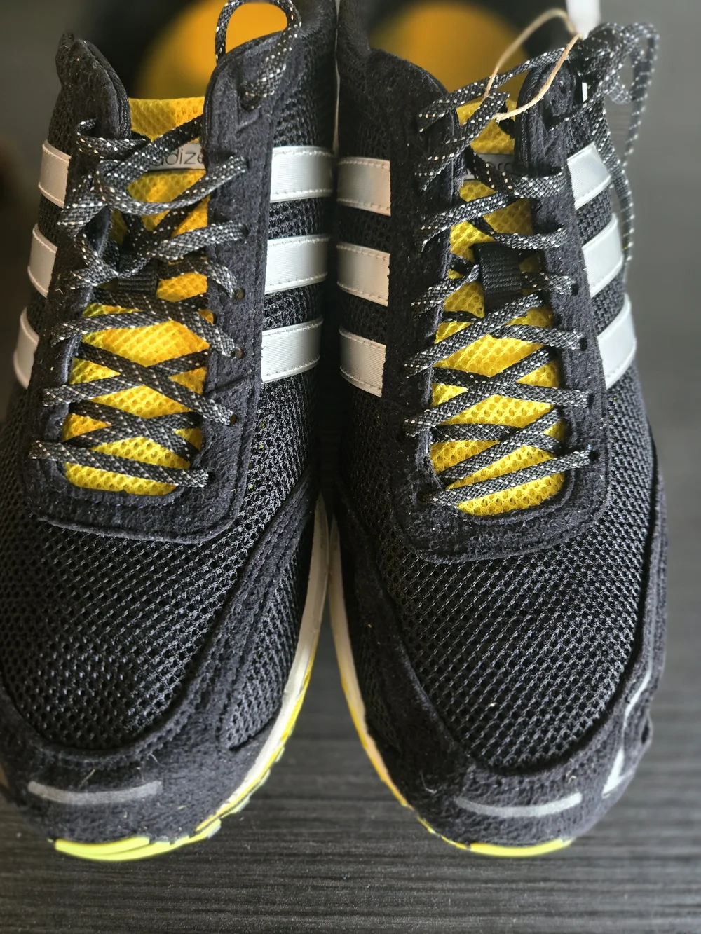 Adidas Adizero Womens 10.5 Black & Yellow Running Shoes New